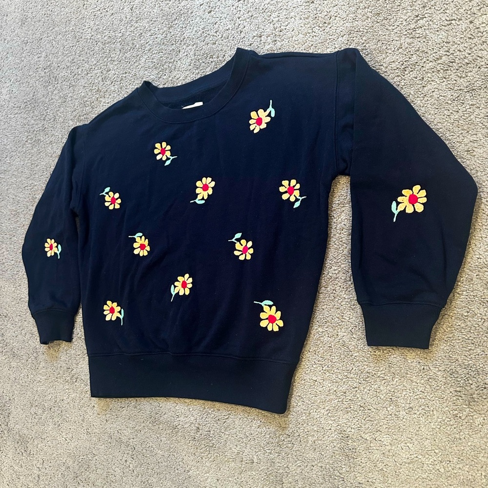 Lou & Grey Floral Embroidered Cozy Cotton Terry Sweatshirt